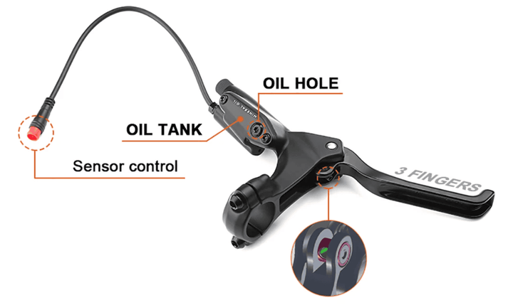 Tektro E350 Hydraulic Brake Lever with Sensor - Right Side | Compatible with E-Bikes | Electric Cut-Off Safety Feature