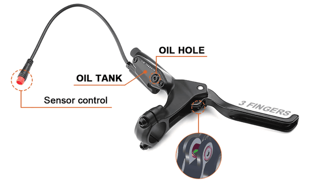 Tektro E350 Hydraulic Brake Lever with Sensor - Left Side for E-Bikes | Electric Cut-Off | Compatible with Most E-Bike Models