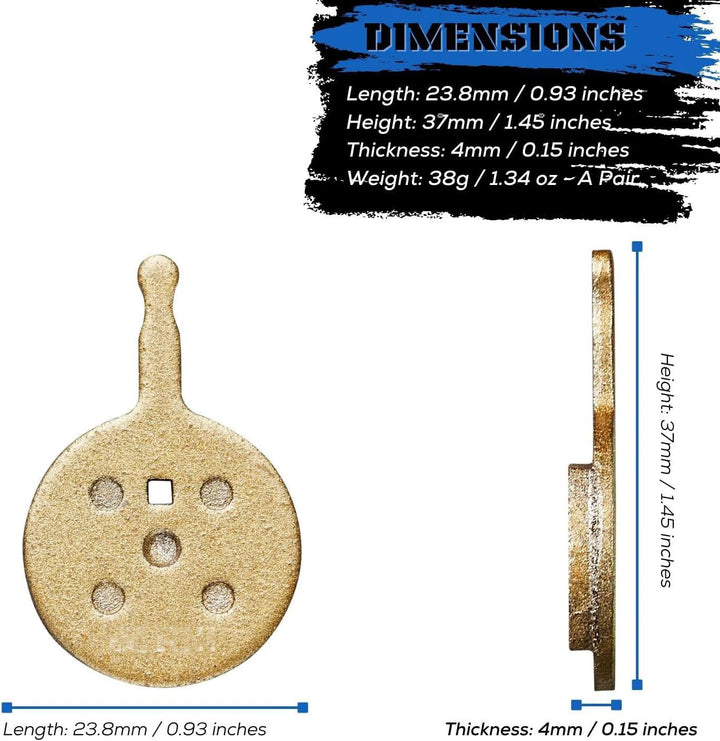 Avid BB5-compatible sintered brake pad dimensions and shape