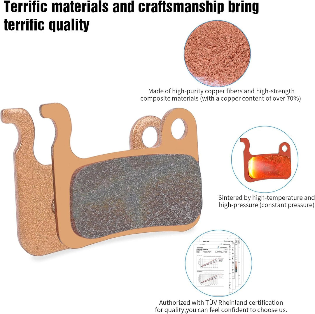 Shimano-compatible sintered bicycle disc brake pad dimensions