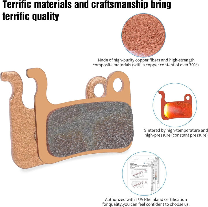 Shimano-compatible sintered bicycle disc brake pad dimensions