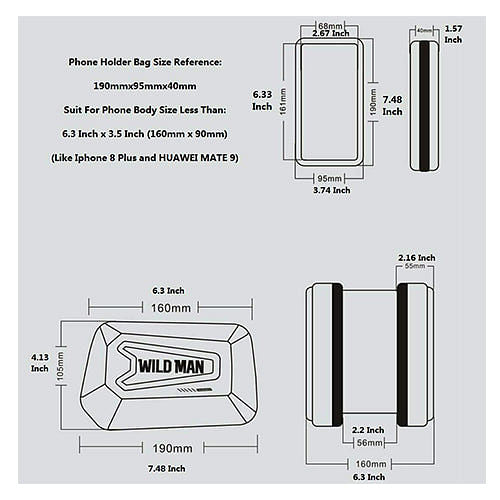 Bike Bag with Phone Holder Hard Shell Touch Screen Three Parts